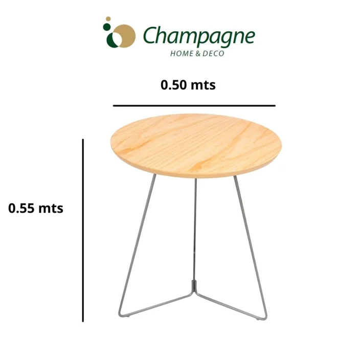 MESA LATRAL REDONDA - BASE LACA BLANCA - TAPA ROBLE CLARO en Madera natural - Mesas de living, Uruguay | Champagne Home, vista 2