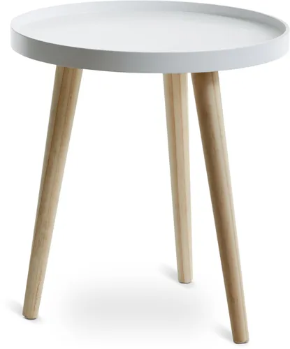 Mesa auxiliar BAKKEBJERG Ø40 blanco/natural en Blanco/natural - Mesas de arrimo, Uruguay | JYSK