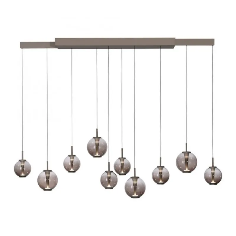Colgante led extensible motorizado 70w 10 luces cristal ámbar a control remoto, Bronce en Gris - Lámparas colgantes, Uruguay | Iluminica