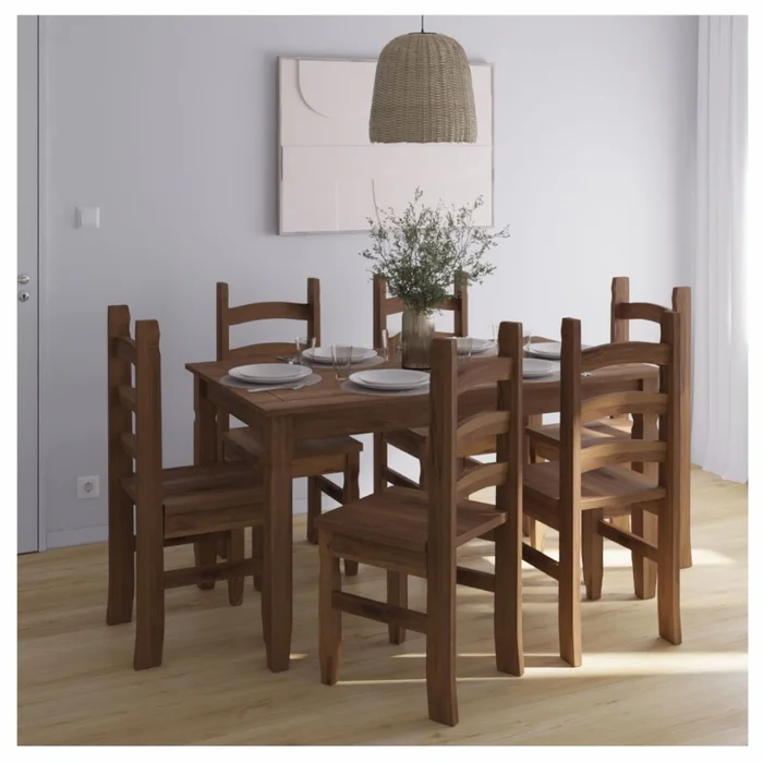 Juego De Comedor 6 Sillas - Corona - Madera - Oscuro en Madera natural - Mesas de comedor, Uruguay | Rústico Hogar, vista 2