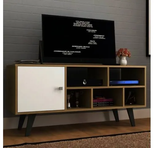 Rack para TV 42 con nicho en Madera natural - Muebles para TV, Uruguay | Que Sal Muebleria