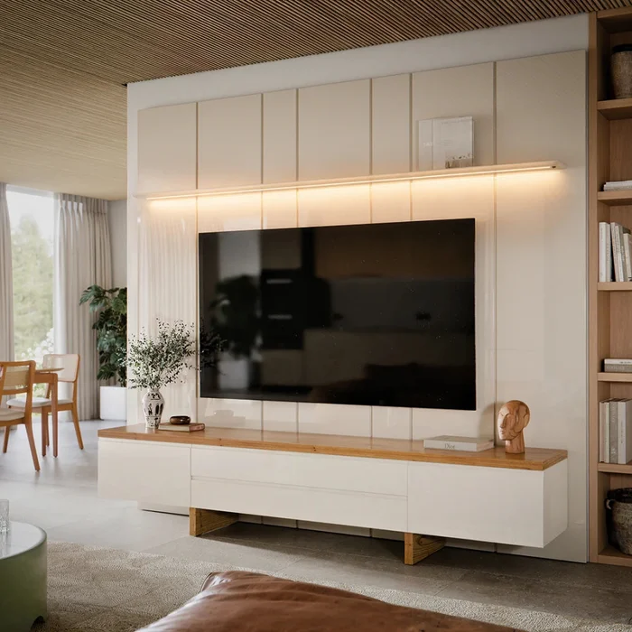 Rack de TV SUD 2.2 - Linea Nevada - Off White / Cinamomo - Muebles para TV, Uruguay | Ecowood, vista 3