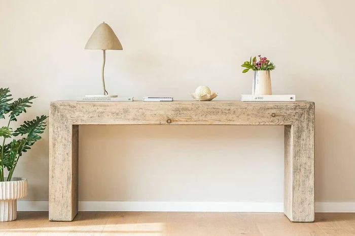 MESA DE ARRIMO / CONSOLA TAURET GRIS - 1.80 MTS en Madera natural - Bibliotecas, Uruguay | La Iberica
