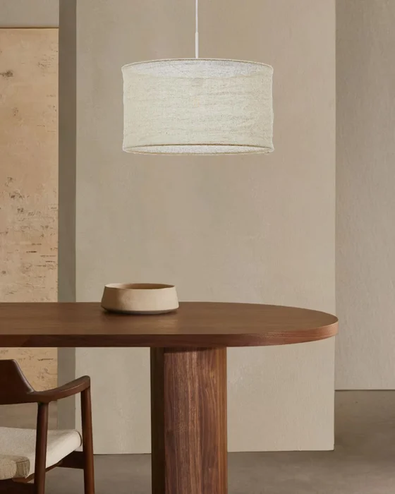 Pantalla para lámpara de techo Mariela de lino con acabado beige Ø 50 x 30 cm en Beige - Lámparas colgantes, Uruguay | Kavehome, vista 3