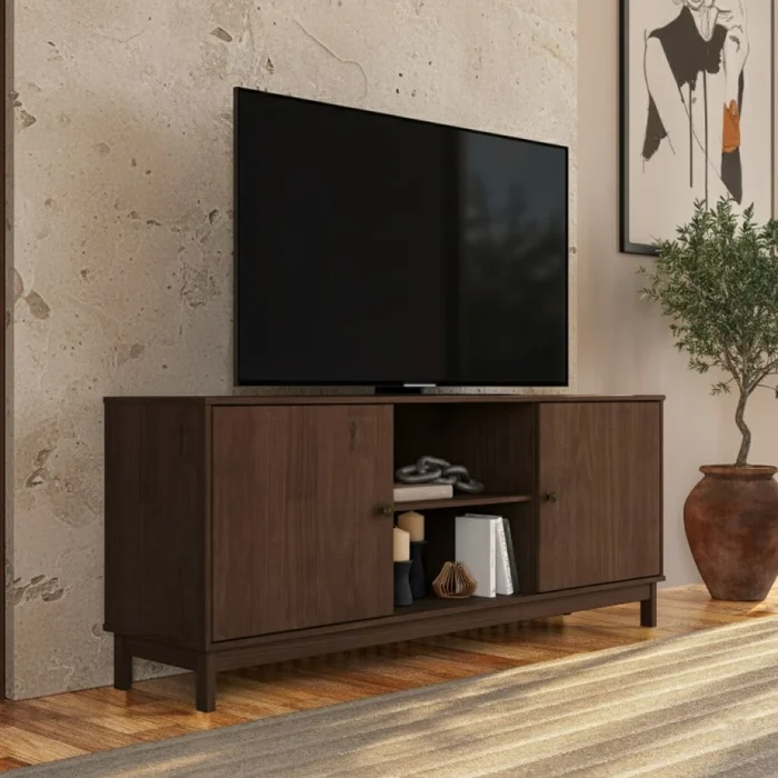Rack 2 Puertas Essencia Café en Marrón - Muebles para TV, Uruguay | Aihaus