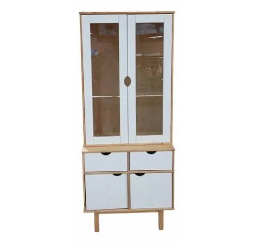 Aparador Cristalero 4P Mel/blanco Linea Nordica en Madera Maciza - Comedor, Uruguay | Que Sal Muebleria
