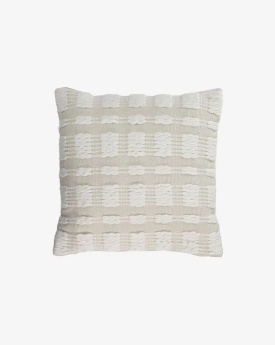 Almohadón Aima beige y blanco - 45 x 45 cm en Blanco - Textiles, Uruguay | Kavehome