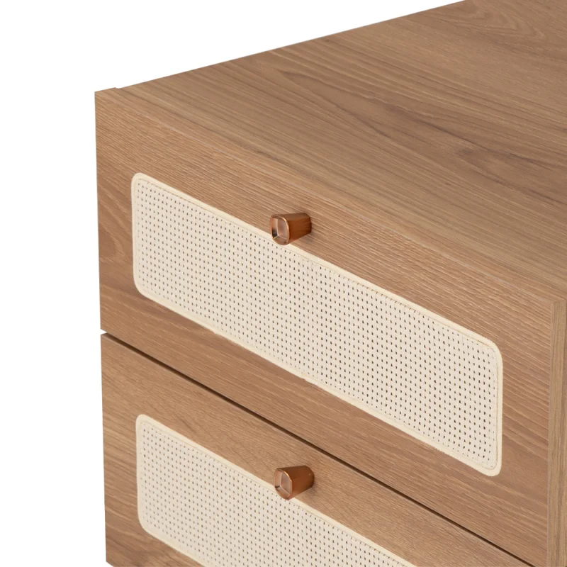 Mesa de Luz Oslo - 2 Cajones - Natural con tejido en Marrón - Mesas de luz, Uruguay | Nyr, vista 6
