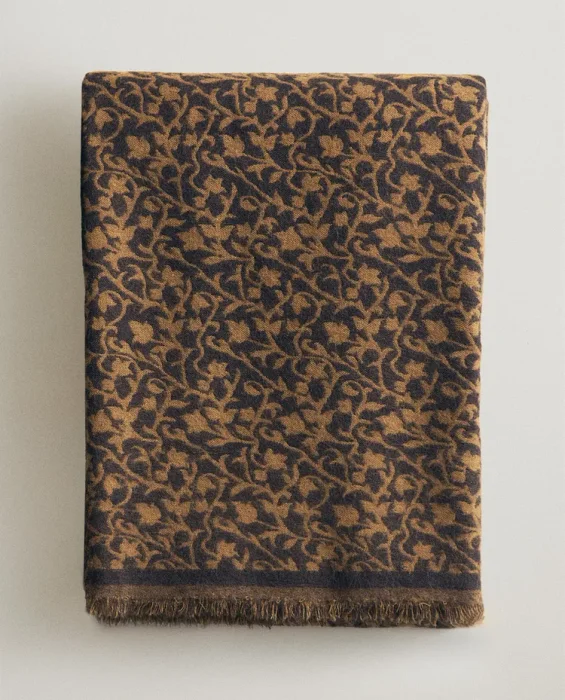 MANTA LANA FLORES en Marrón - Textiles, Uruguay | Zara Home