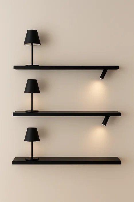Estante con dos luces 120cm en Negro - Lámparas de mesa, Uruguay | Simple Deco
