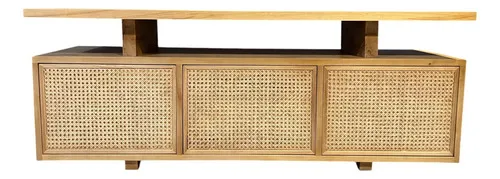 Rack Mueble Para Tv Ozark Esterilla 3 Puertas Madera Maciza A Elección en Madera natural, Uruguay | Ozark Home