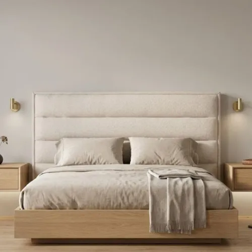 Respaldo Aéreo Wave - Lino Beige - 2 Plazas 138x127 — Urumobil - Respaldos de cama, Uruguay | Urumobil