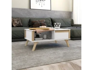Mesa Ratona Combinada Madera Blanco/Miel en Blanco - Mesas de living, Uruguay | Quesal, vista 5