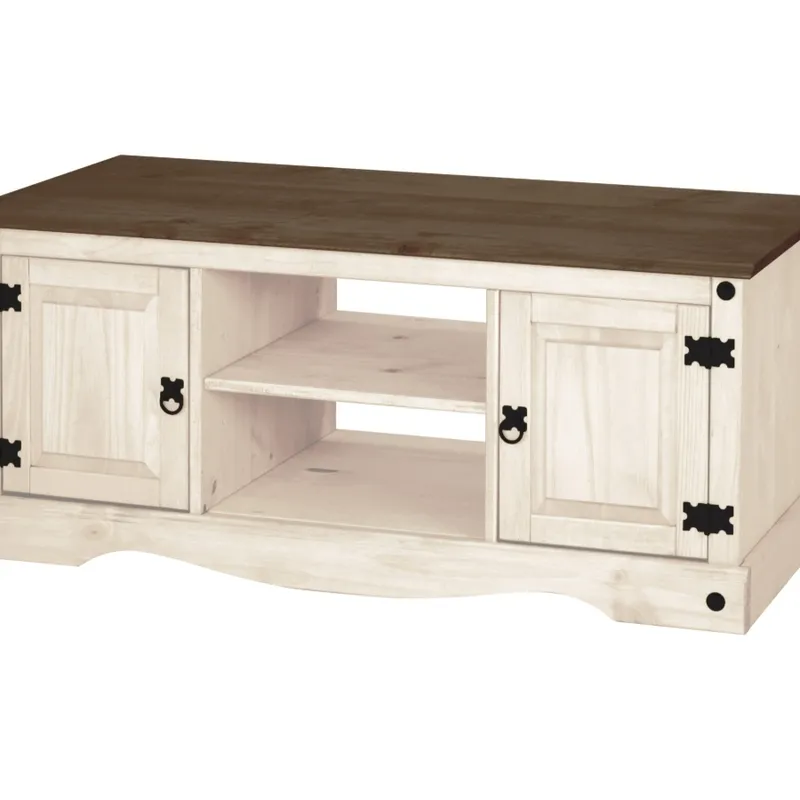 RACK LINEA MEXICANA 2 PUERTAS 1 ESTANTE BLANCO MEX004BL - Muebles para TV, Uruguay | Rosas Hermanos