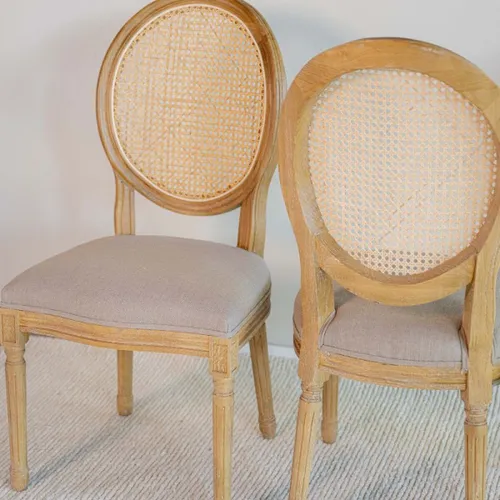 Silla Ovalo / Natural con tapizado beige en Rústico - Sillas, Uruguay | Fabrica Italiana