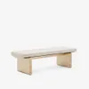 Banco Topaz de chenilla beige y madera maciza de fresno con acabado natural 150cm FSC 100% en Beige - Butacas, banquetas y puffs, Uruguay | Kavehome, vista 1 de 8