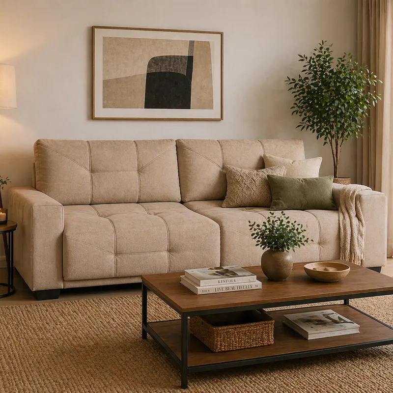 Sofa 3 Cuerpos Sillon Juego De Living Tapizado Tela en Marrón - Muebles, Uruguay | Soy Hogar