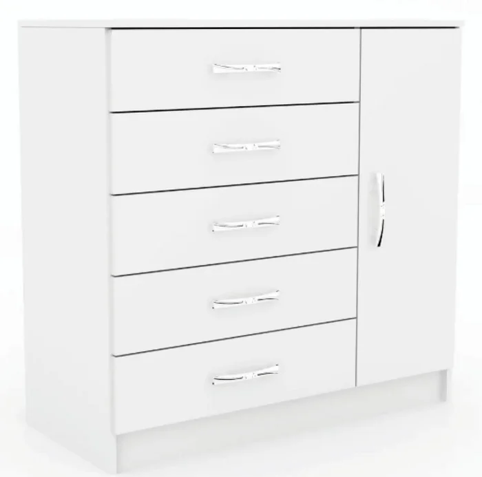 Comodas Cajoneras 5 Puerta 1 Cajon Dormitorio Negro 158 en Negro - Cómodas, Uruguay | Muebles Express, vista 2