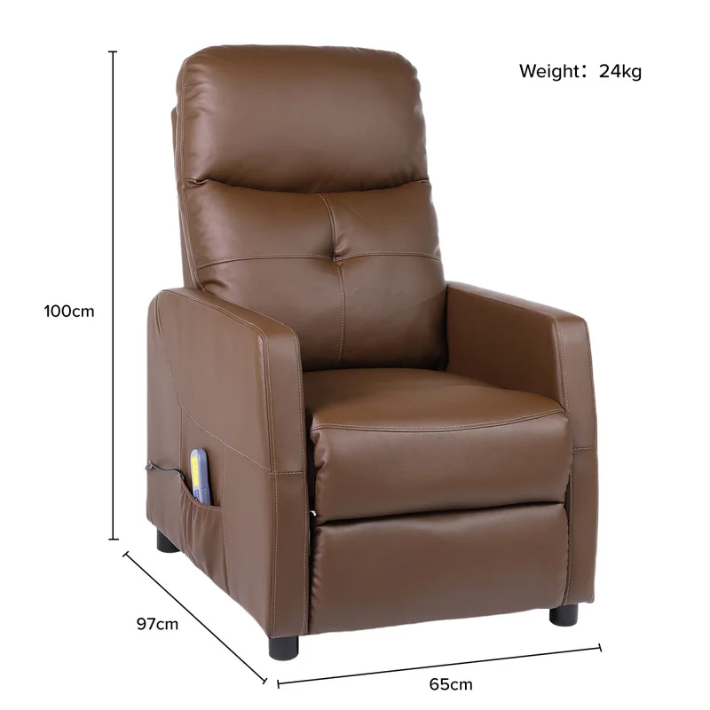 Sillon reclinable 1 cuerpo con masajeador y calefaccion - Marrón en Marrón - Sillones y sofás, Uruguay | La Cueva Muebles, vista 5