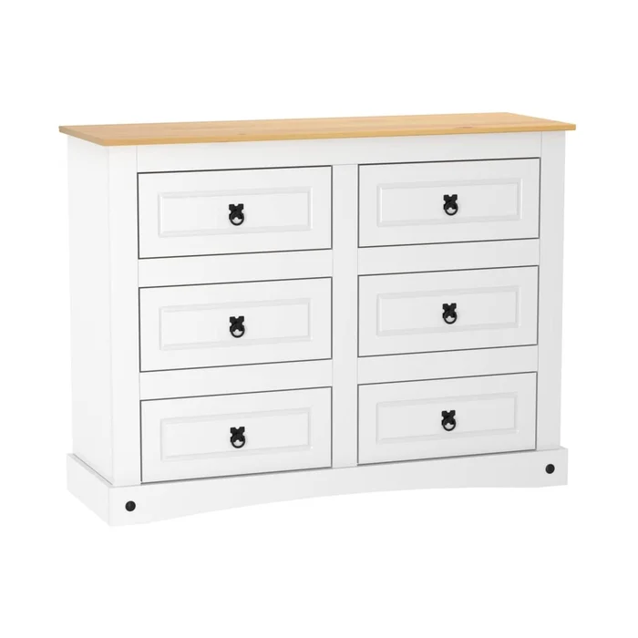 Comoda 6 Cajones Linea Mexicana Cajonera Para Dormitorio E1634 en Blanco - Cómodas, Uruguay | Lais Muebles