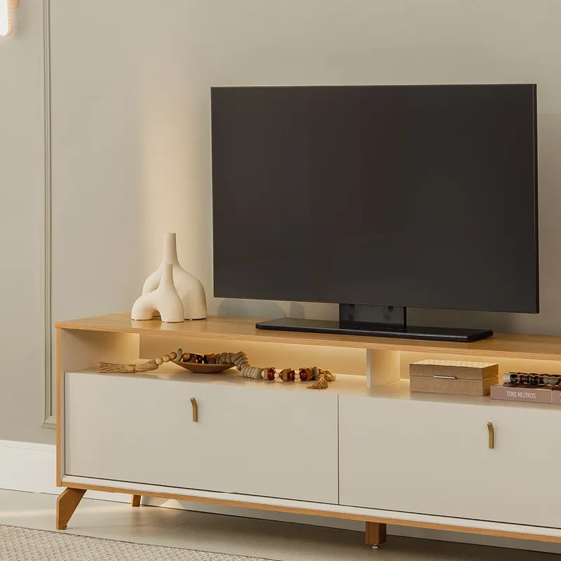 Rack para tv Dubai 160cm con Led - Patas en madera maciza - Muebles para TV, Uruguay | Balton