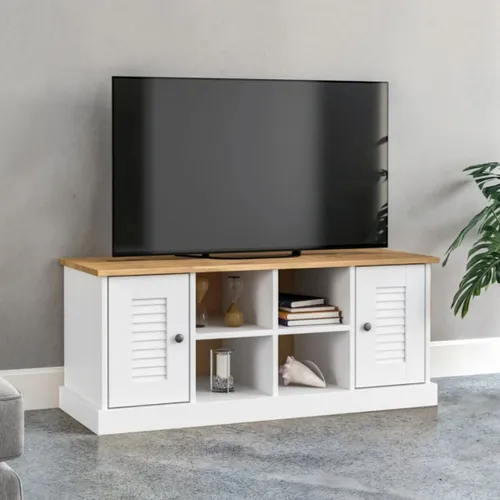 Rack de tv 2 Puertas 2 Estantes Linea Valenciana Blanco en Blanco - Muebles para TV, Uruguay | Rústico Hogar