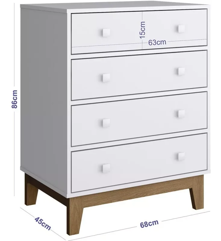 Cajonera Roma – 4 cajones - Cómodas, Uruguay | RM Muebles y Deco, vista 3