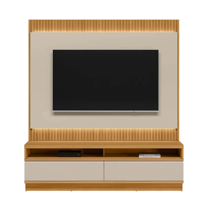 Rack con Panel Modular Sao Paulo 180cm con Led MDF/MDP en Madera natural - Muebles para TV, Uruguay | Balton, vista 4