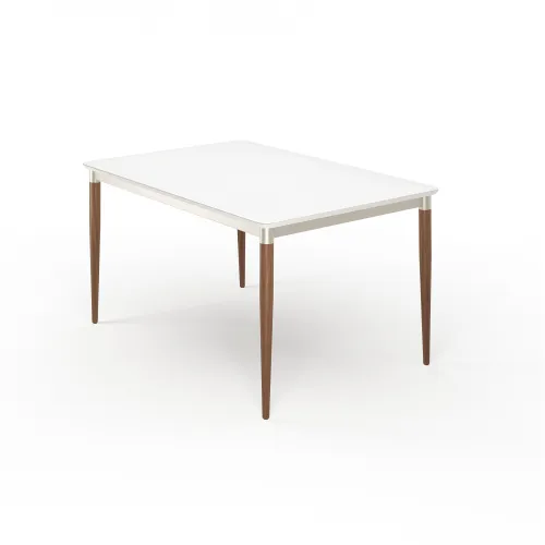 Mesa de comedor Abbey - Con Vidrio - 135 - Off White y Natural en Blanco - Mesas de comedor, Uruguay | NYR