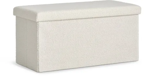 Puf NYSTED 76x38 con almacenaje felpa blanco en Blanco, Uruguay | JYSK
