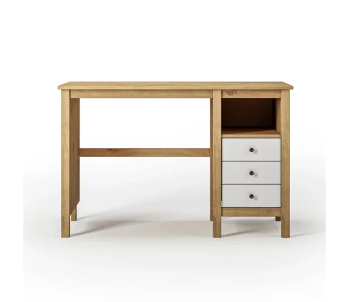 Escritorio Mari 3 Cajones 1 Nicho Blanco en Madera natural - Escritorios y sillas de escritorio, Uruguay | Albanés, vista 2