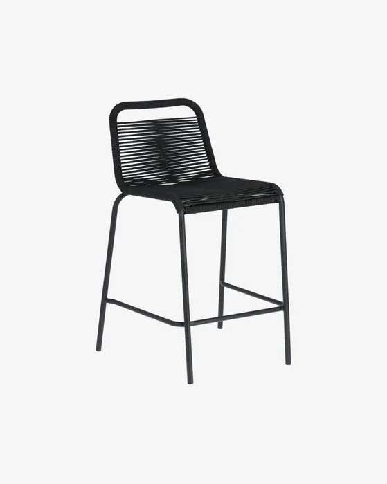 Taburete Lambton de cuerda - negro y acero con acabado negro altura 62 cm en Negro - Butacas, banquetas y puffs, Uruguay | Kavehome