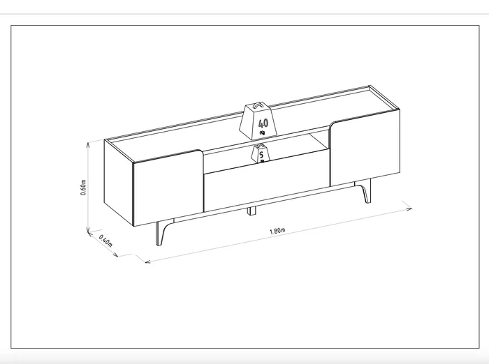 Rack para tv Orlando 180cm Patas en madera maciza en Beige - Muebles para TV, Uruguay | Balton, vista 8