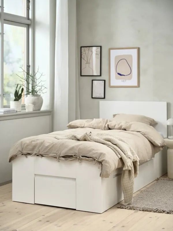 Estructura cama LIMFJORDEN 1 Plaza 90x190 2 cajones blanco en Blanco - Dormitorio, Uruguay | JYSK
