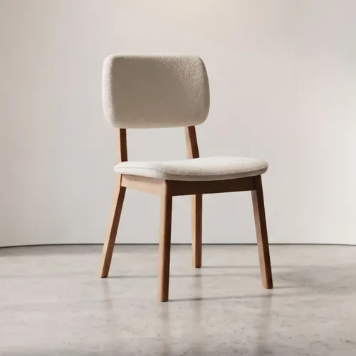 Silla de Comedor Classic - Línea Manhattan - - Tela Bouclé/Natural en Beige - Sillas, Uruguay | Rústico Hogar