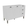 Bajo Mesada 2 Puertas 3 Cajones Mdf Tiradores Metalicos en Blanco, Uruguay | Soy Hogar, vista 3