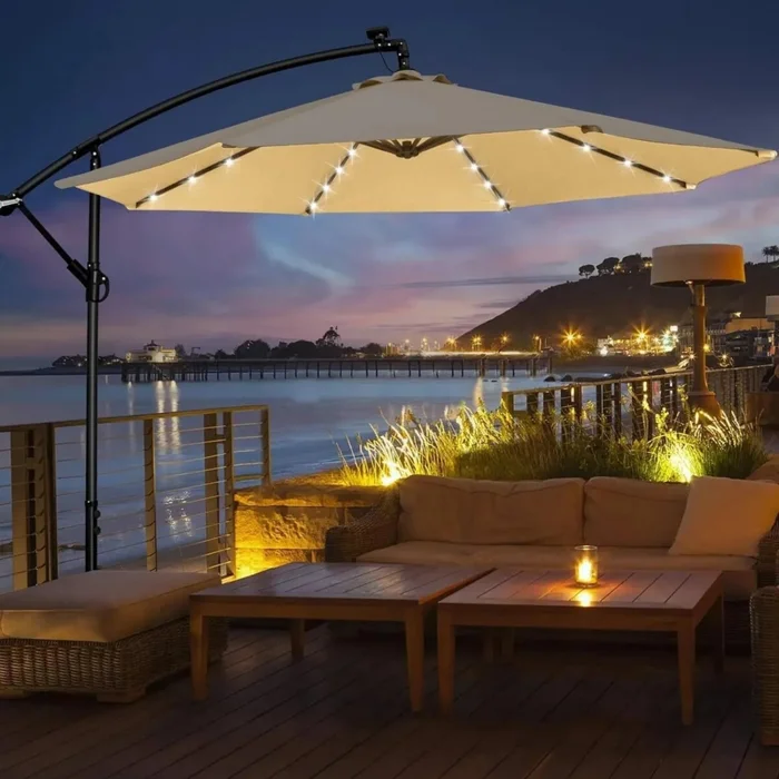 Sombrilla 2.9m Con Brazo mas Led - Panel solar en Beige - Muebles para el exterior, Uruguay | Rústico Hogar, vista 2