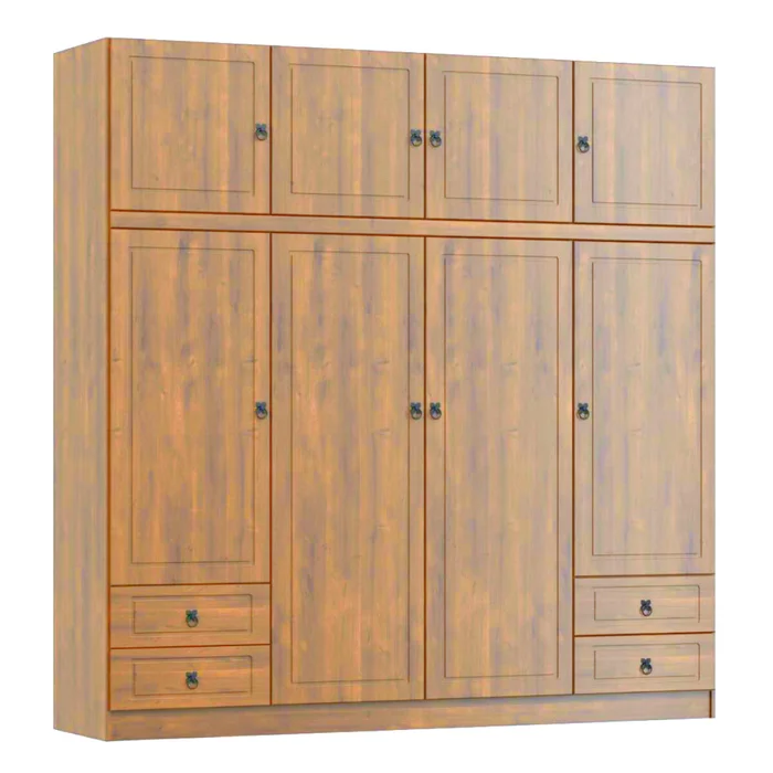 Ropero 8 puertas 4 cajones Linea Naturale en Madera natural - Roperos y placares, Uruguay | La Cueva Muebles