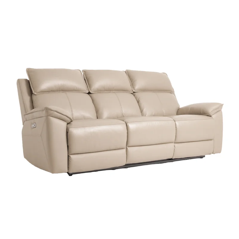 Recliner Eléctrico 3 Cuerpos Cuero-y-simil-cuero Marron Joshua Taupe en Beige - Sillones y sofás, Uruguay | Divino, vista 3