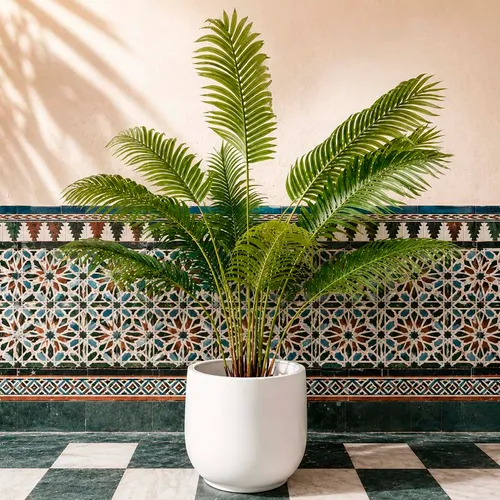 Maceta Mykonos cerámica Grande blanca/negra en Blanco - Macetas, Uruguay | Alta Gracia Deco