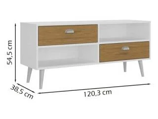 Rack 2 cajones TV 42" Nogal/Negro en Nogal Blanco - Muebles para TV, Uruguay | Que Sal Muebleria, vista 3
