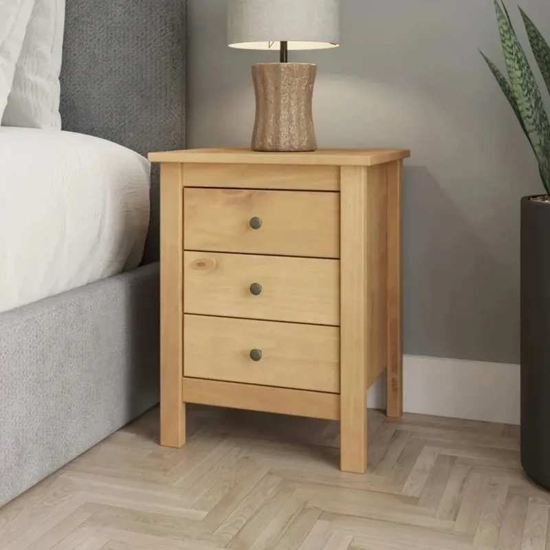 Mesa de Luz 3 Cajones - Línea Maden - Marrón en Madera natural - Mesas de luz, Uruguay | Ecowood