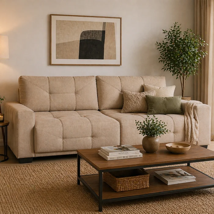 Sofa 3 Cuerpos Sillon Juego De Living Tapizado Tela en Marrón - Sillones y sofás, Uruguay | Soy Hogar, vista 2