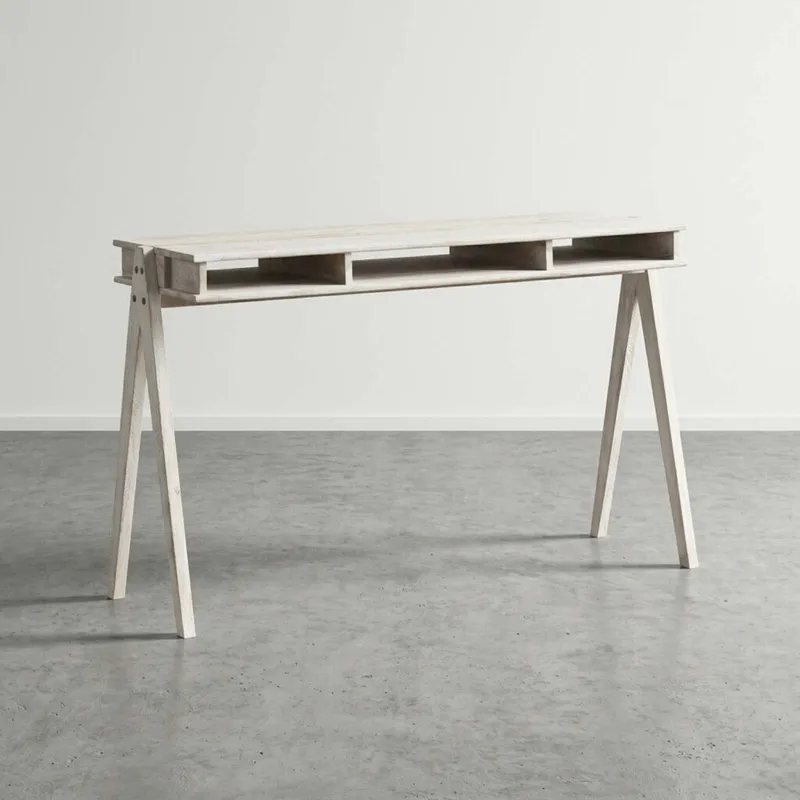 Escritorio Madera-acacia Blanco Cubbie en Beige - Escritorios, Uruguay | Divino