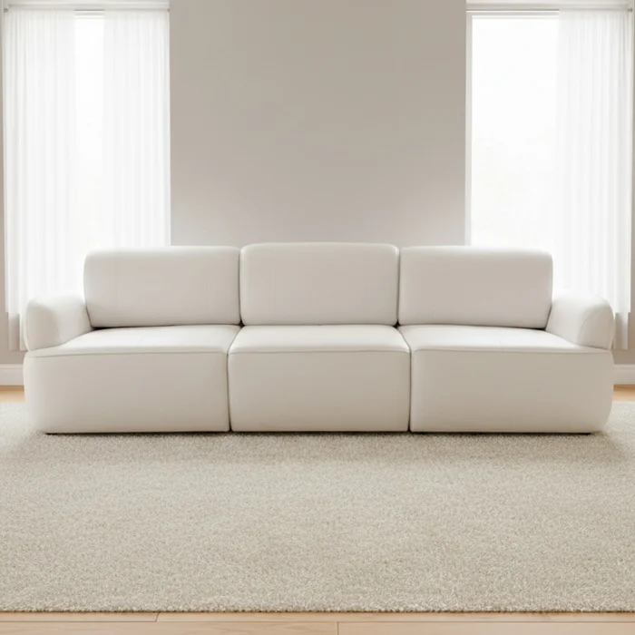 Sofa 4 Cuerpos Cuero-100-natural Natural-beige Iron Marfil en Blanco - Sillones y sofás, Uruguay | Divino