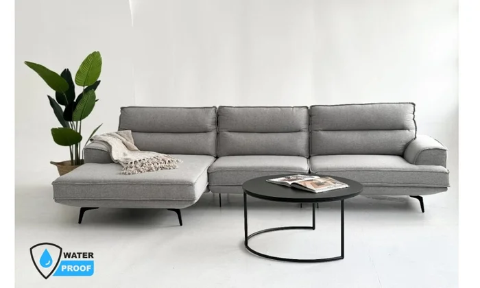 Sofá con Chaise MARIUS Gris en Gris - Sillones y sofás, Uruguay | Finkel