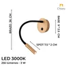 Portátil led de pared con SPOT móvil y brazo flexible - DORADA en Dorado - Lámparas de mesa, Uruguay | Iluminica, vista 4 de 6