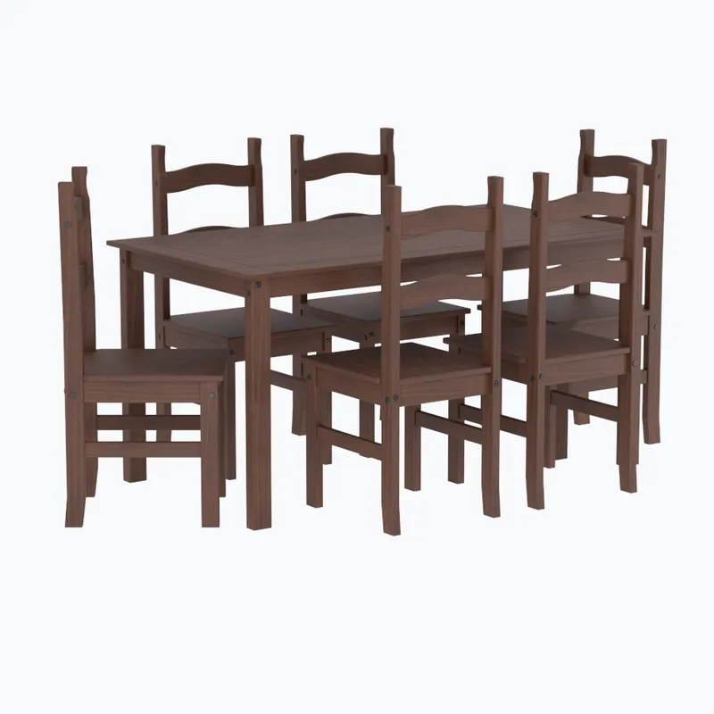 Juego Comedor Mesa 6 Sillas Linea Mexicana Madera en Marrón - Escritorios y sillas de escritorio, Uruguay | Soy Hogar
