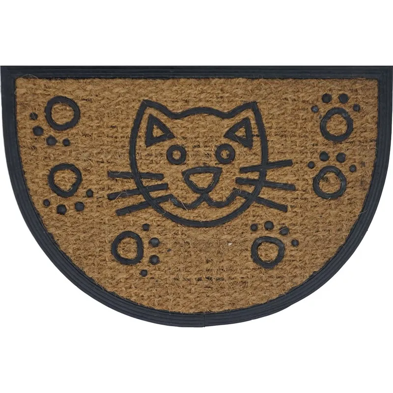 FELPUDO COCO/GOMA SEMICIRCULO 40x60CM H.1CM GATO en Marrón - Textiles, Uruguay | Decohogar