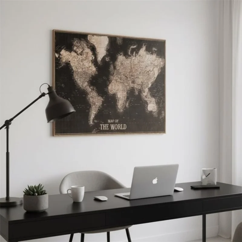 CUADRO CANVAS 40x50cm MARCO MAP OF THE WORLD en Negro - Decoración de pared, Uruguay | Decohogar, vista 3